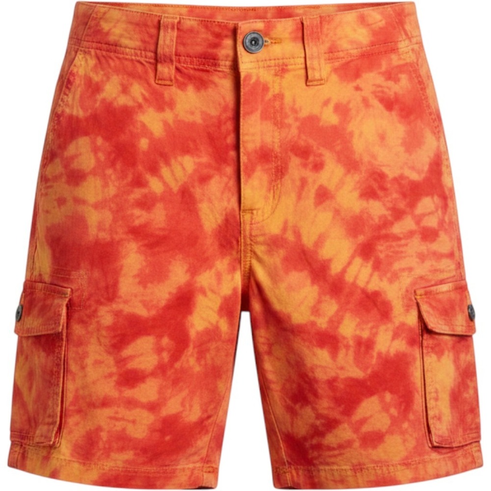 Style & Co Women Venice Red Tie Dye Zig Zag Cargo Shorts Mid Rise Size 8 NEW